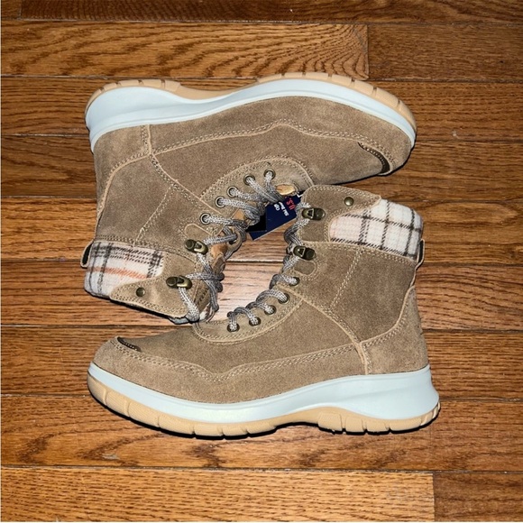 Khombu Shoes - Khombu Sterling Faux Shearling Lined Boots Brown Leather Women’s 11 Plaid Trim